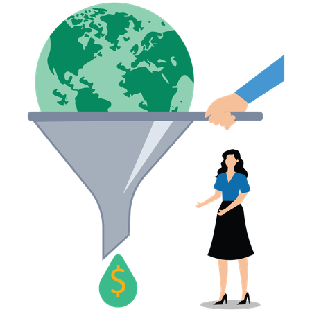 Empresário trabalhando na proteção ambiental  Ilustração