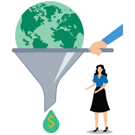 Empresário trabalhando na proteção ambiental  Ilustração