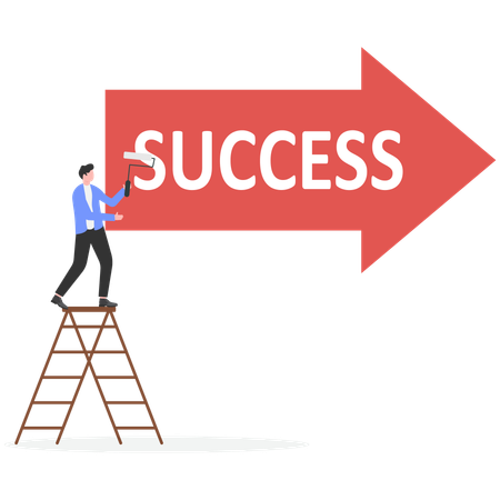 Empresário trabalhando no caminho do sucesso  Ilustração