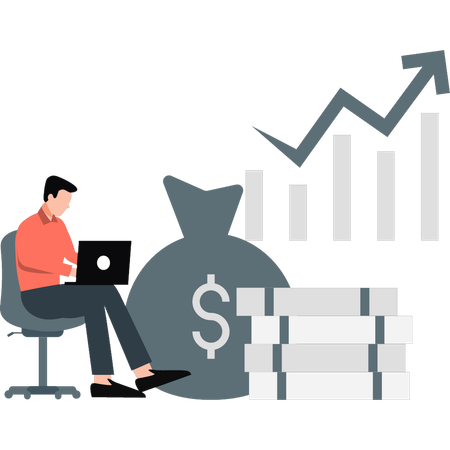 Empresário trabalhando no crescimento financeiro  Ilustração