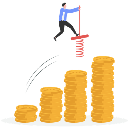 Empresário trabalhando no crescimento financeiro  Ilustração