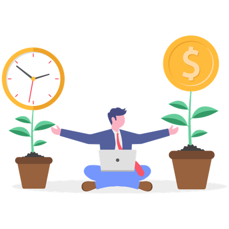 Empresário trabalhando em desenvolvimento sustentável  Ilustração
