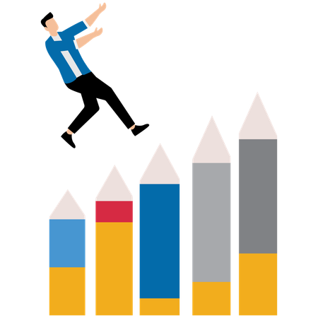 Empresário trabalhando em gráfico de crescimento  Ilustração