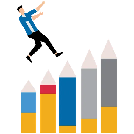 Empresário trabalhando em gráfico de crescimento  Ilustração