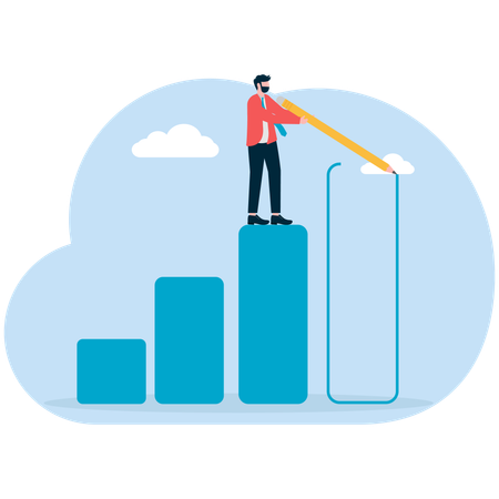 Empresário trabalhando em gráfico de crescimento  Illustration