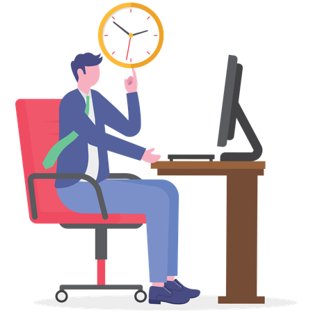 Empresário trabalhando em gerenciamento de tempo  Ilustração