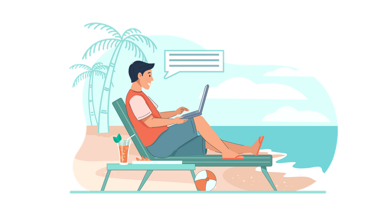 Empresário trabalhando no laptop  Ilustração