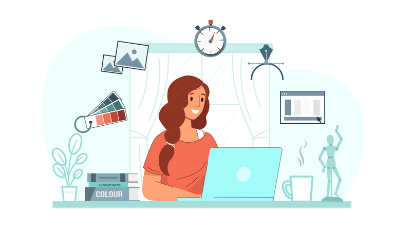 Empresário trabalhando no laptop  Ilustração