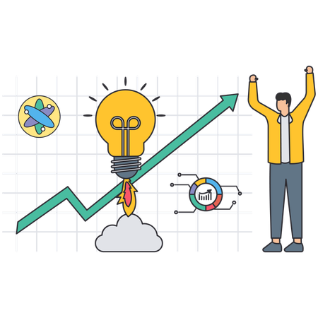 Empresário trabalhando no mercado criativo  Ilustração