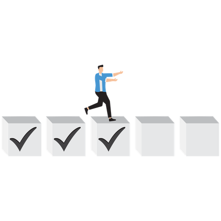 Empresário trabalhando no progresso dos negócios  Ilustração