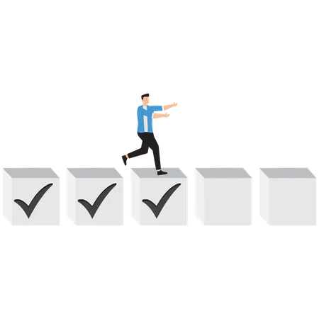 Empresário trabalhando no progresso dos negócios  Ilustração