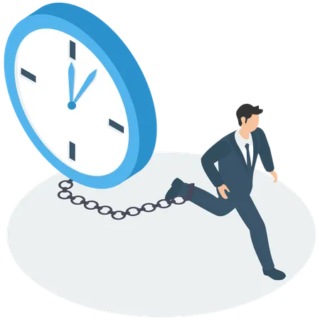 Empresário trabalhando na gestão do tempo para terminar no prazo  Ilustração