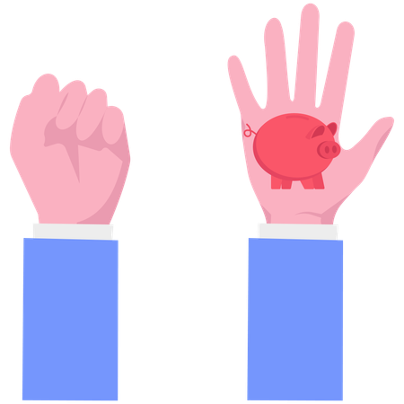 Empresário trabalhando para economizar dinheiro  Ilustração