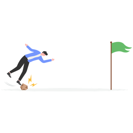 Empresário tropeça perto do gol  Ilustração