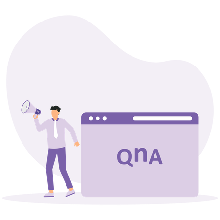 Empresário usa megafone para anunciar QNA  Ilustração