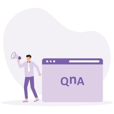 Empresário usa megafone para anunciar QNA  Ilustração
