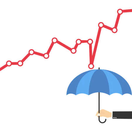 Empresário usando proteção contra crise econômica  Ilustração