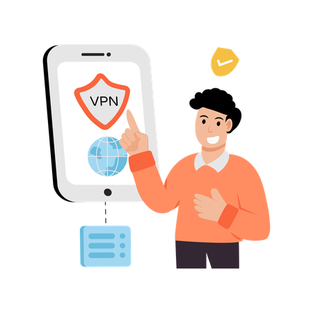 Empresário usando VPN  Ilustração