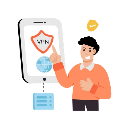 Empresário usando VPN  Ilustração