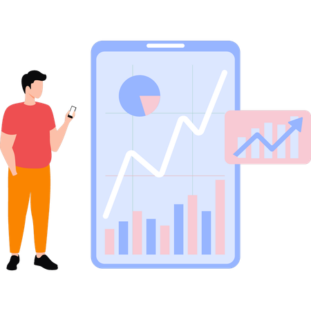 Empresário vê gráfico de lucro  Ilustração