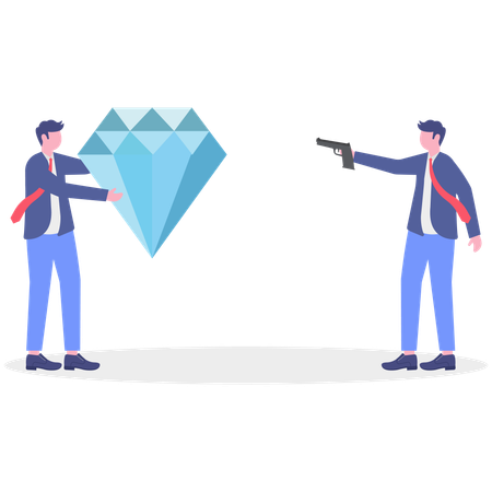 Empresário vendendo diamantes  Ilustração