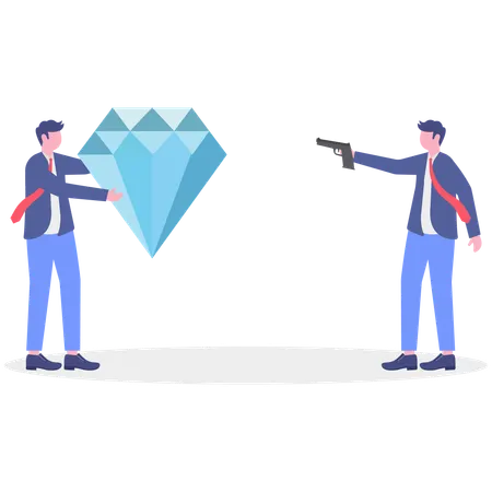 Empresário vendendo diamantes  Ilustração