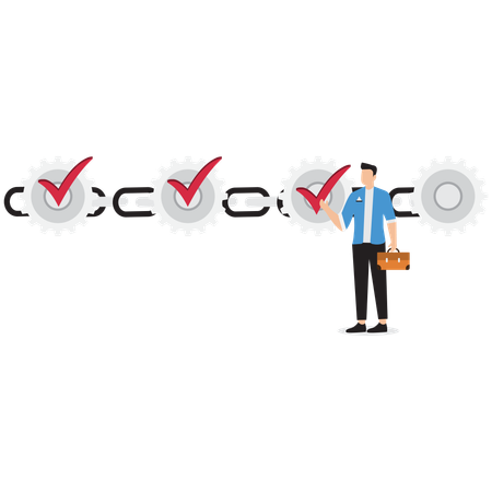 Empresário verificando lista de verificação de negócios  Ilustração