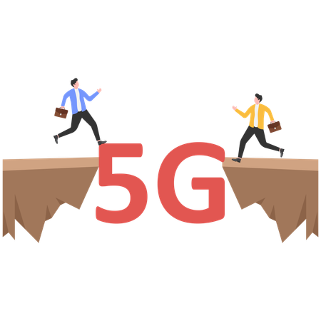 Empresario navegando por la tecnología de red inalámbrica 5G para una conexión de alta velocidad  Ilustración