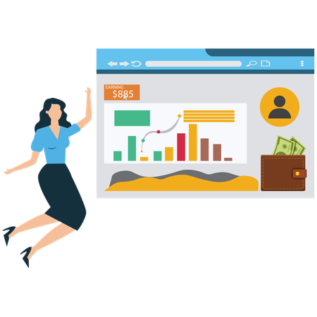 Empresário visualizando análise de lucro empresarial  Ilustração