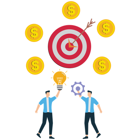 Empresário visualizando a definição de metas financeiras  Ilustração
