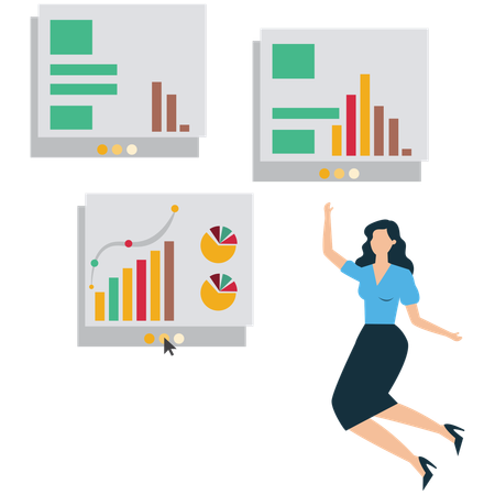 Empresário visualizando métricas de desempenho empresarial  Ilustração
