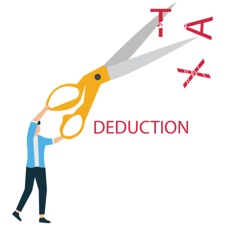 Empresário visualizando a dedução fiscal empresarial  Ilustração