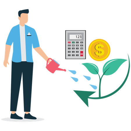 Empresário visualizando Planejamento Financeiro Empresarial  Ilustração
