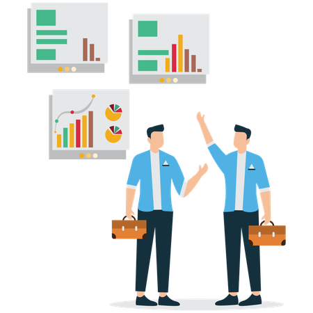 Empresário visualizando Consulta de Planejamento Financeiro  Ilustração