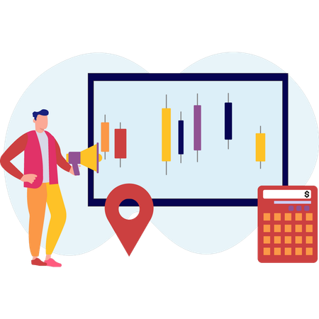 Empresário visualizando detalhes dos planos de marketing  Ilustração