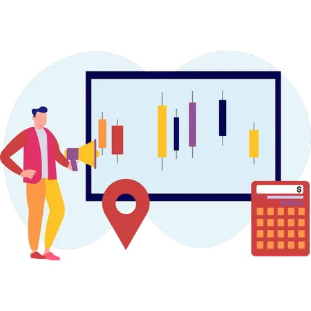 Empresário visualizando detalhes dos planos de marketing  Ilustração