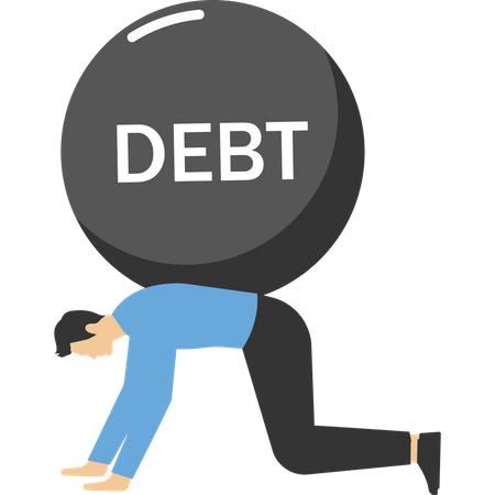 Crisis física del empresario y la deuda.  Ilustración