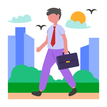 Empresario yendo a la oficina  Ilustración
