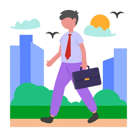Empresario yendo a la oficina  Ilustración