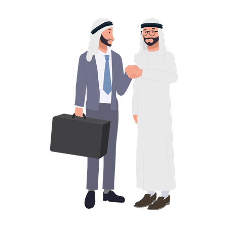 Empresarios árabes dándose la mano  Ilustración