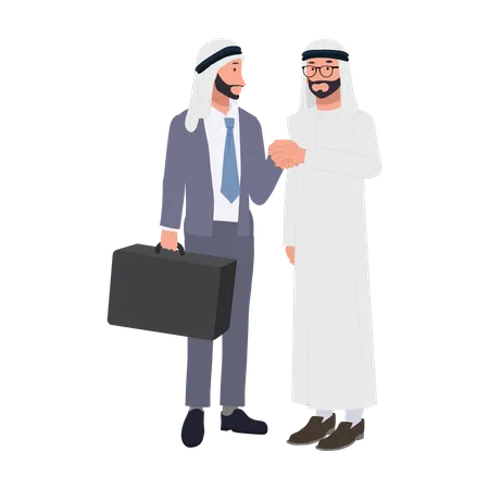 Empresarios árabes dándose la mano  Ilustración