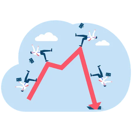 Empresários caem do gráfico de negócios  Ilustração