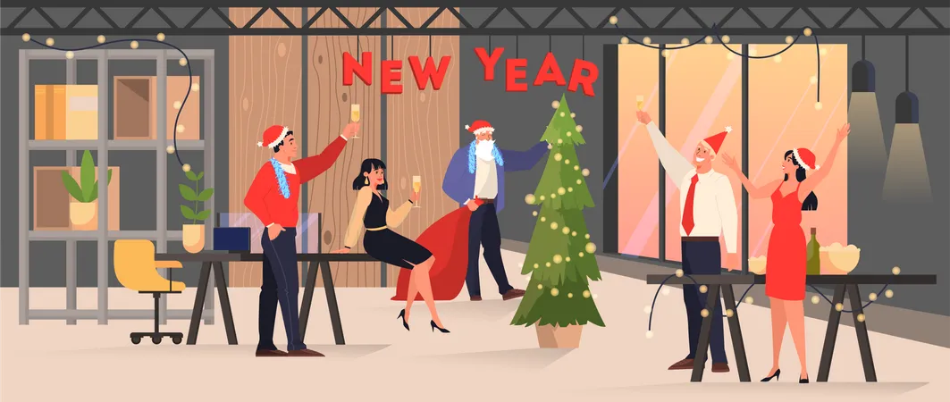 Los empresarios celebran el año nuevo en el cargo  Ilustración