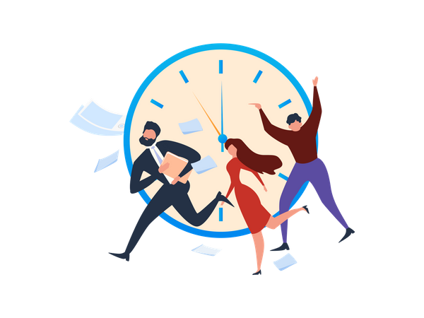 Pessoas de negócios com pressa devido ao gerenciamento de tempo  Ilustração