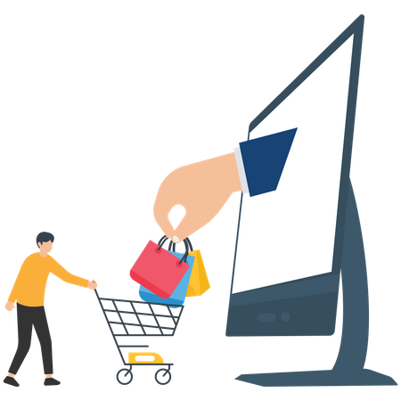 Pessoas de negócios fazendo compras on-line  Ilustração