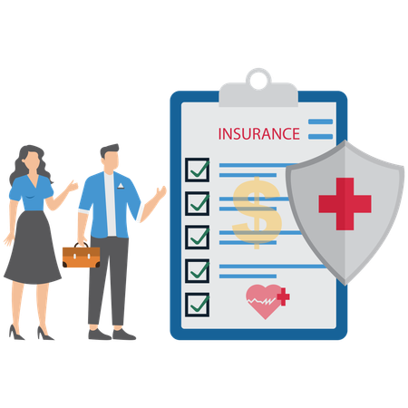 Gente de negocios contratando seguro médico  Ilustración