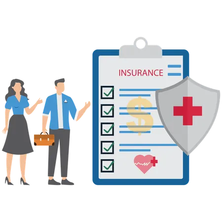 Gente de negocios contratando seguro médico  Ilustración