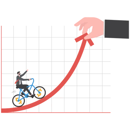 Empresários correndo em direção ao crescimento para melhorar o progresso e o sucesso.  Ilustração