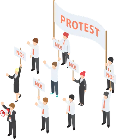 Empresários demonstrando protesto  Ilustração