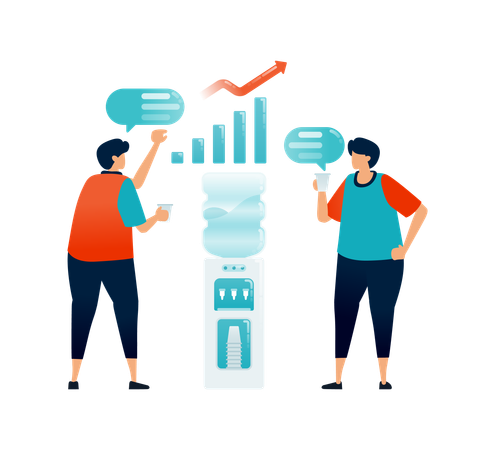 Empresários discutem gráficos analíticos  Ilustração